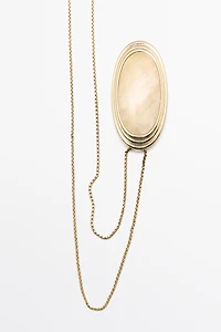 Oval Quartz Pendant Necklace