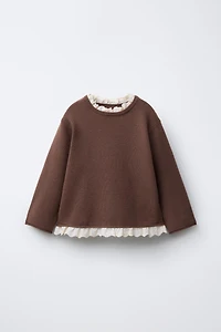 PULL EN MAILLE AVEC BRODERIES DENTELLE