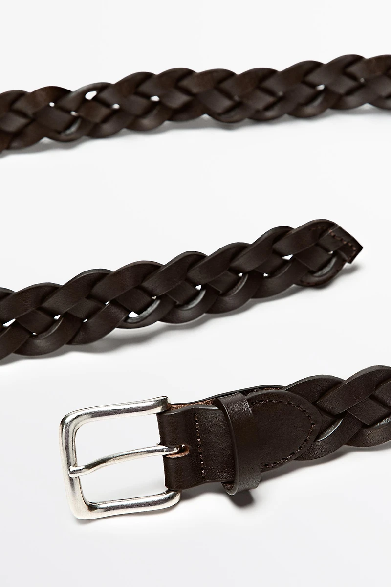Braided nappa leather belt