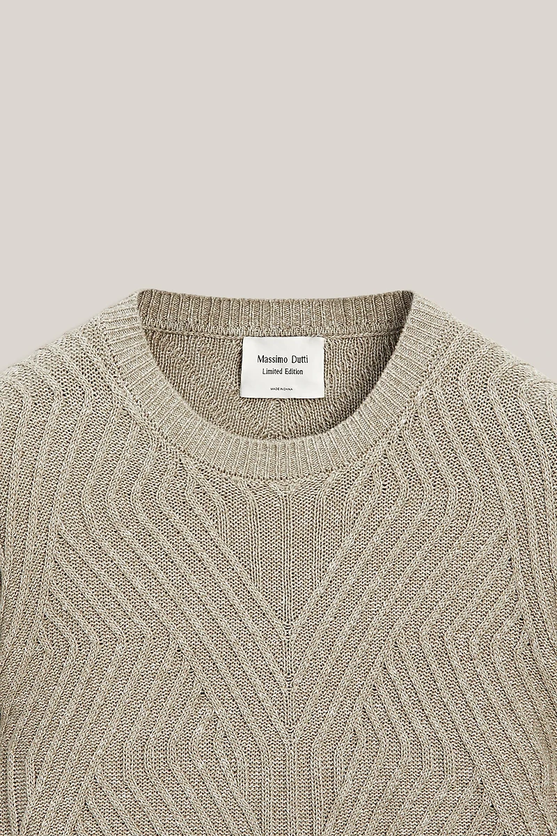 Linen blend Aran knit sweater - LIMITED EDITION