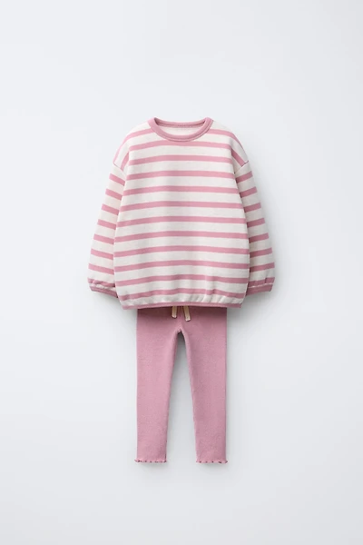 STRIPED SWEATSHIRT AND SOFT TOUCH LEGGING SET