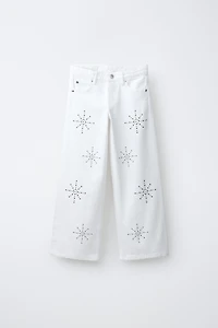STUDDED WIDE LEG JEANS