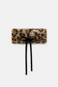 ANIMAL PRINT FAUX FUR NECK WARMER