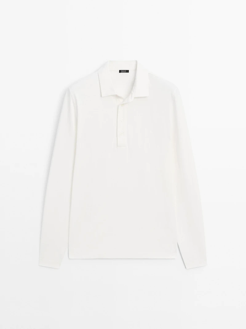 Polo 100 % coton à manches longues