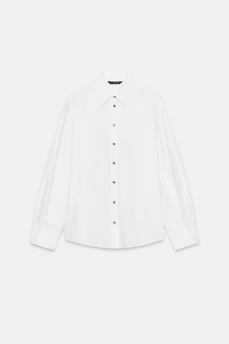 POPLIN SHIRT WITH CONTRAST BUTTONS