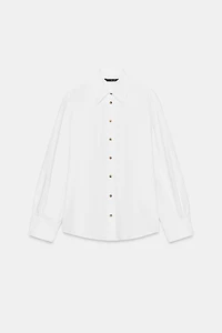 POPLIN SHIRT WITH CONTRAST BUTTONS