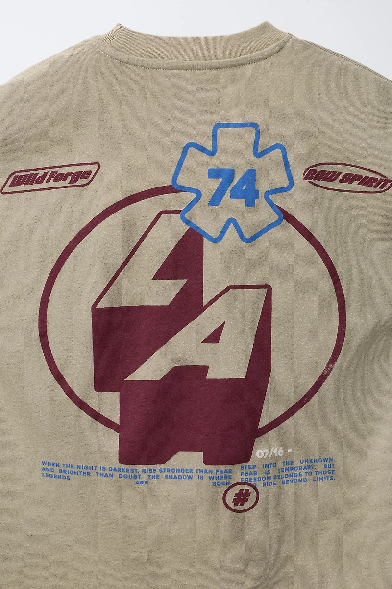 DOUBLE SLEEVE RIDER PRINT T-SHIRT