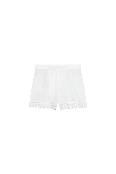 EMBROIDERED LINEN BLEND SHORTS ZW COLLECTION