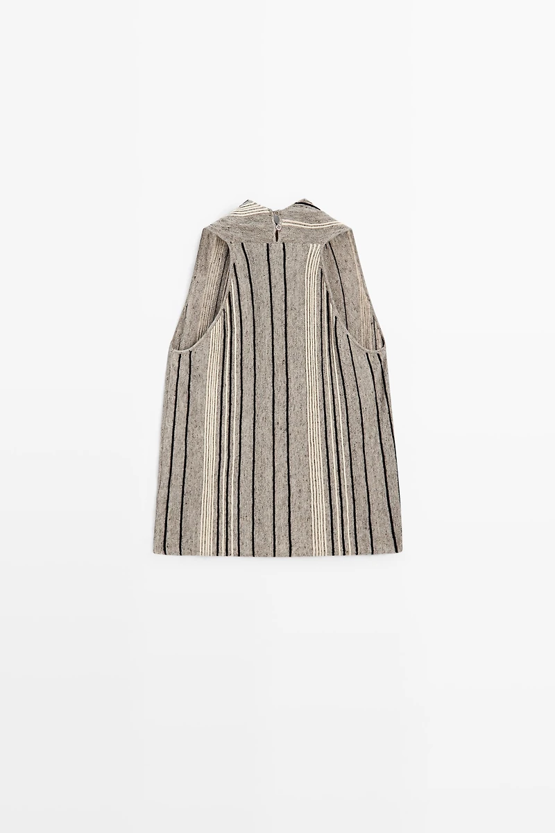 Linen blend top with draped neckline