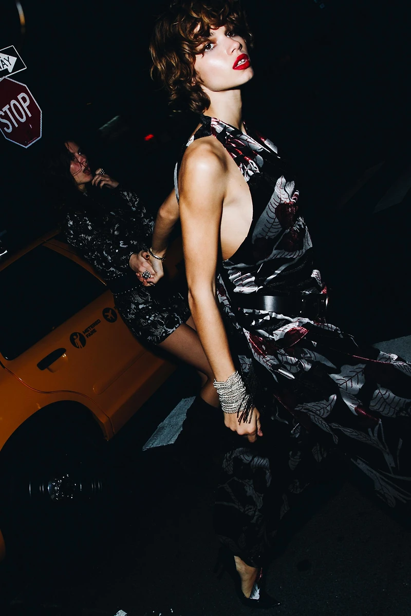 EMBROIDERED VELVET DRESS