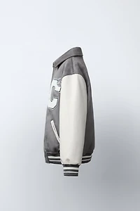 FAUX SUEDE COMBINATION BOMBER JACKET