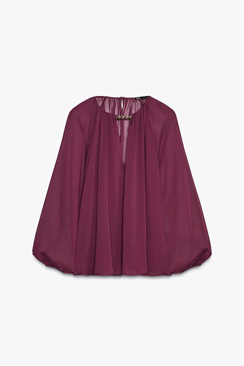 SEMI-SHEER HARDWARE BLOUSE