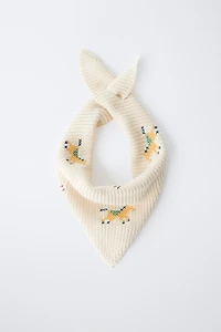 KNIT BANDANA WITH CROSS-STITCH DETAILS