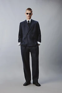 LINEN COTTON BLEND PLEATED SUIT PANTS