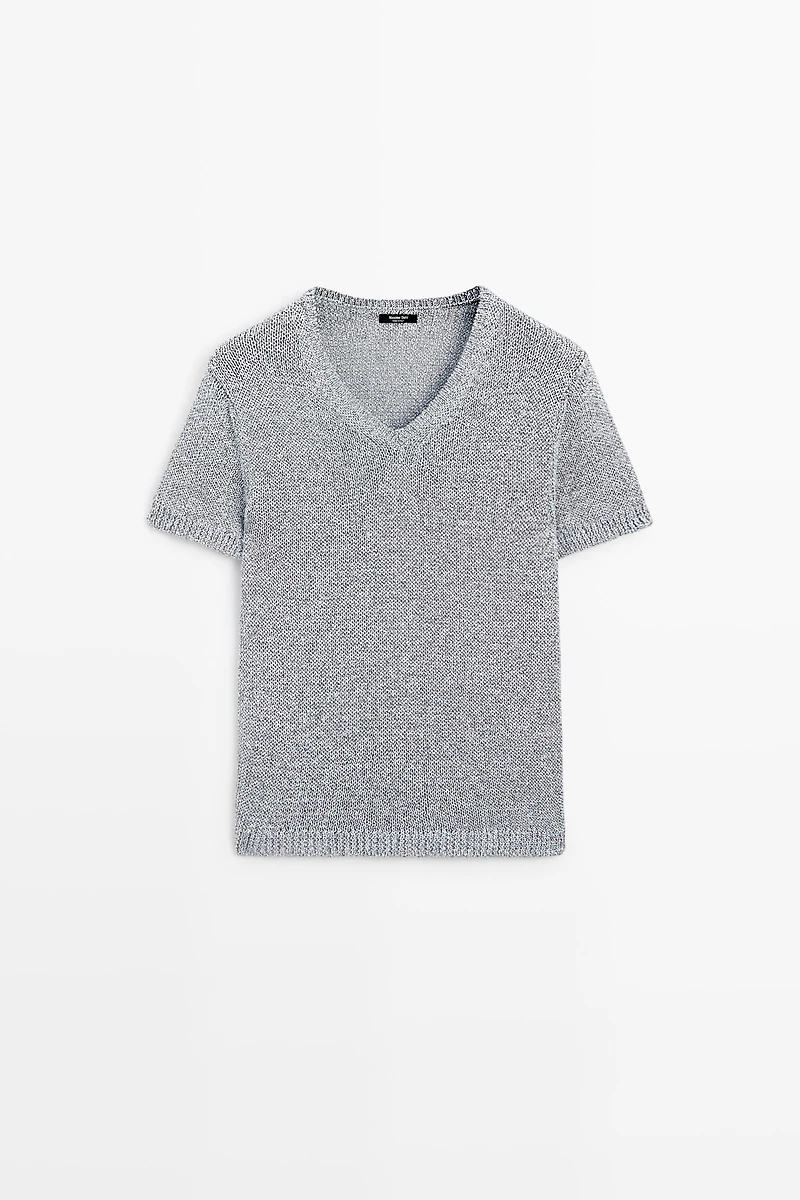 Top maille manches courtes