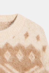 BRUSHED EFFECT JACQUARD KNIT JUMPER