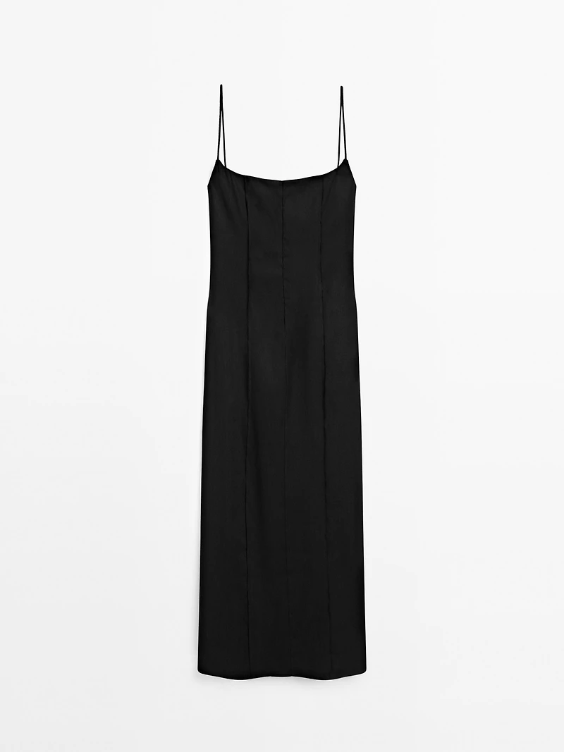 Strappy linen midi dress