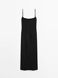 Strappy linen midi dress