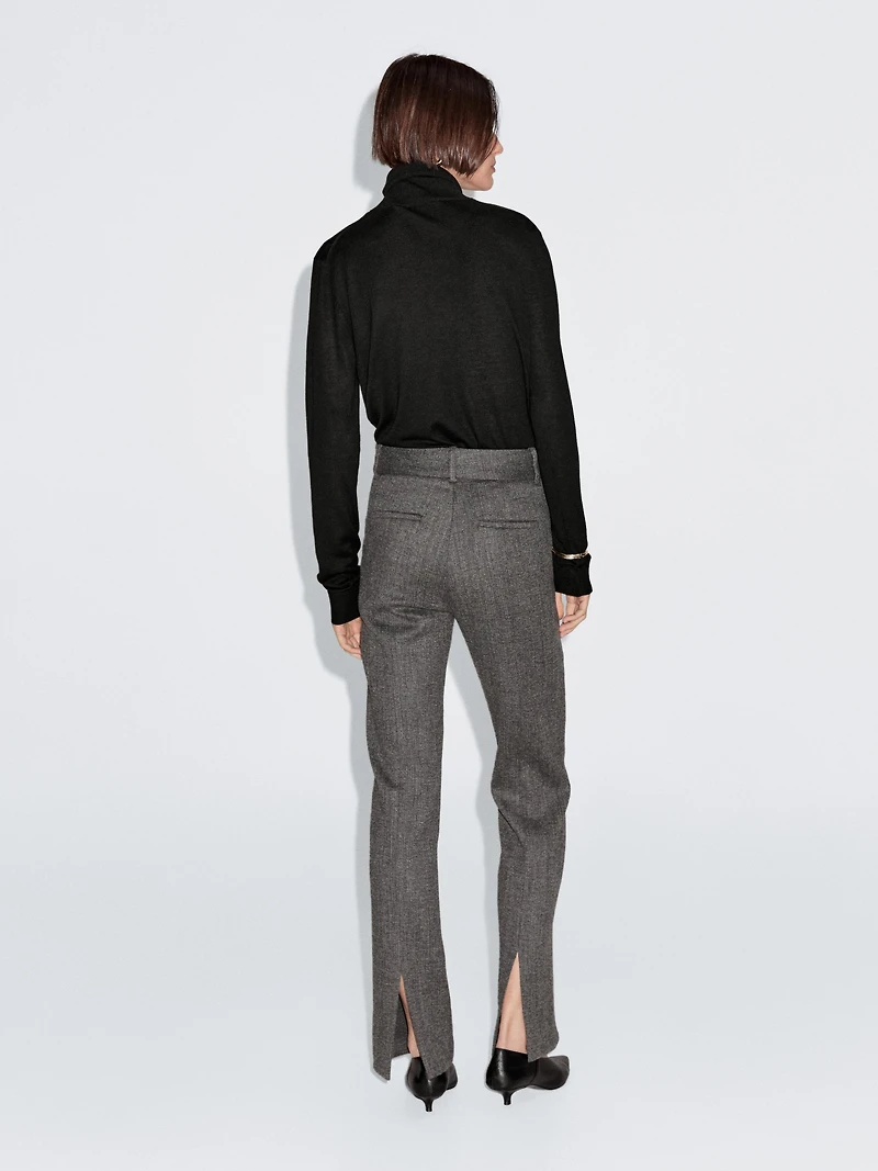 Pantalon de tailleur chiné en laine mélangée