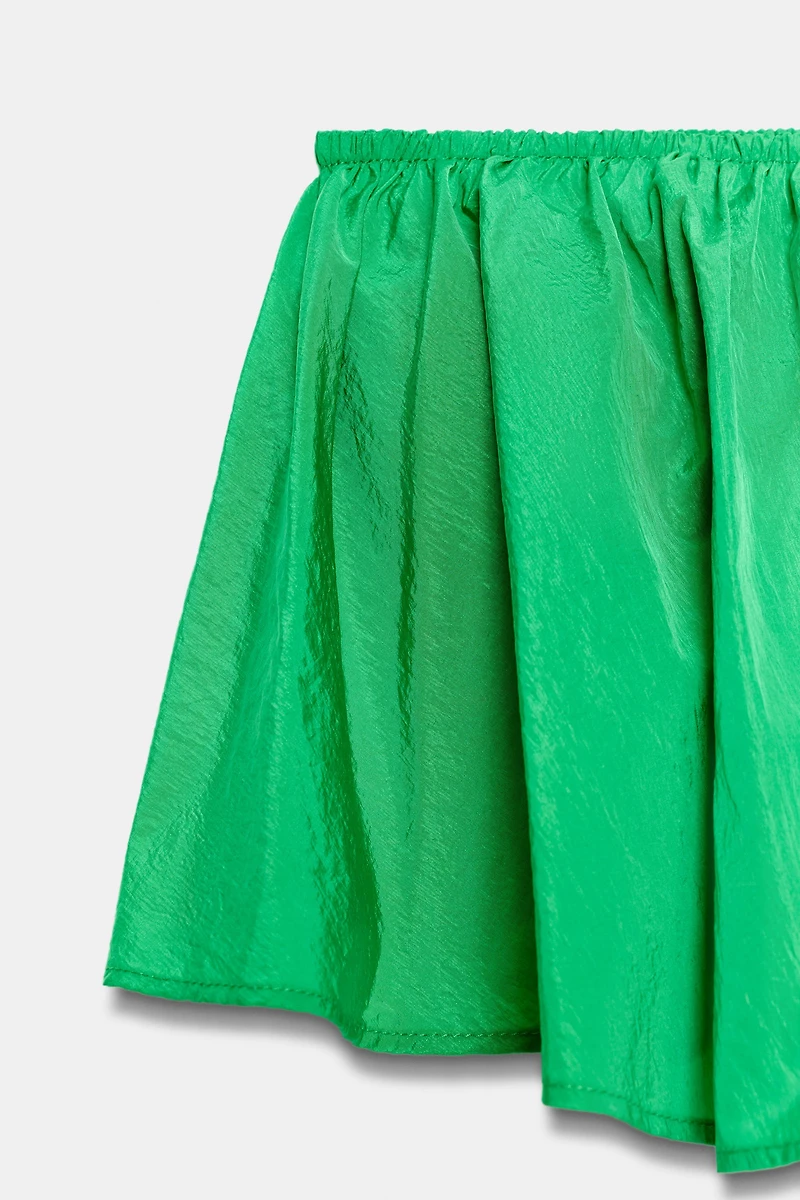 RUFFLED TAFFETA BANDEAU TOP