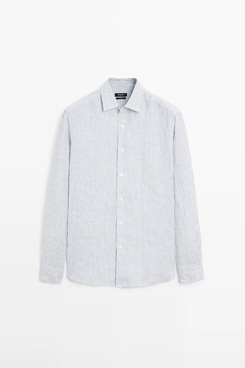 Chemise slim à rayures en lin