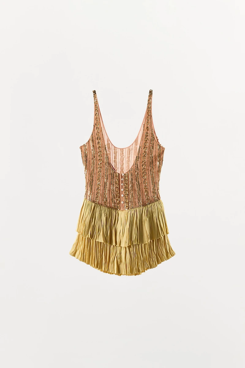LIMITED EDITION COMBINED BEADED RUFFLE BODYSUIT