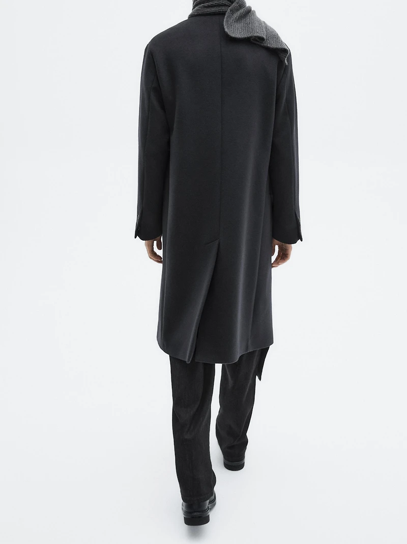 Long wool blend coat with lapel - LIMITED
