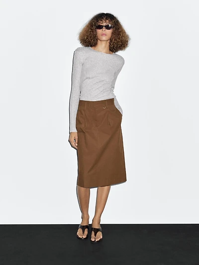 Midi skirt with waist detail