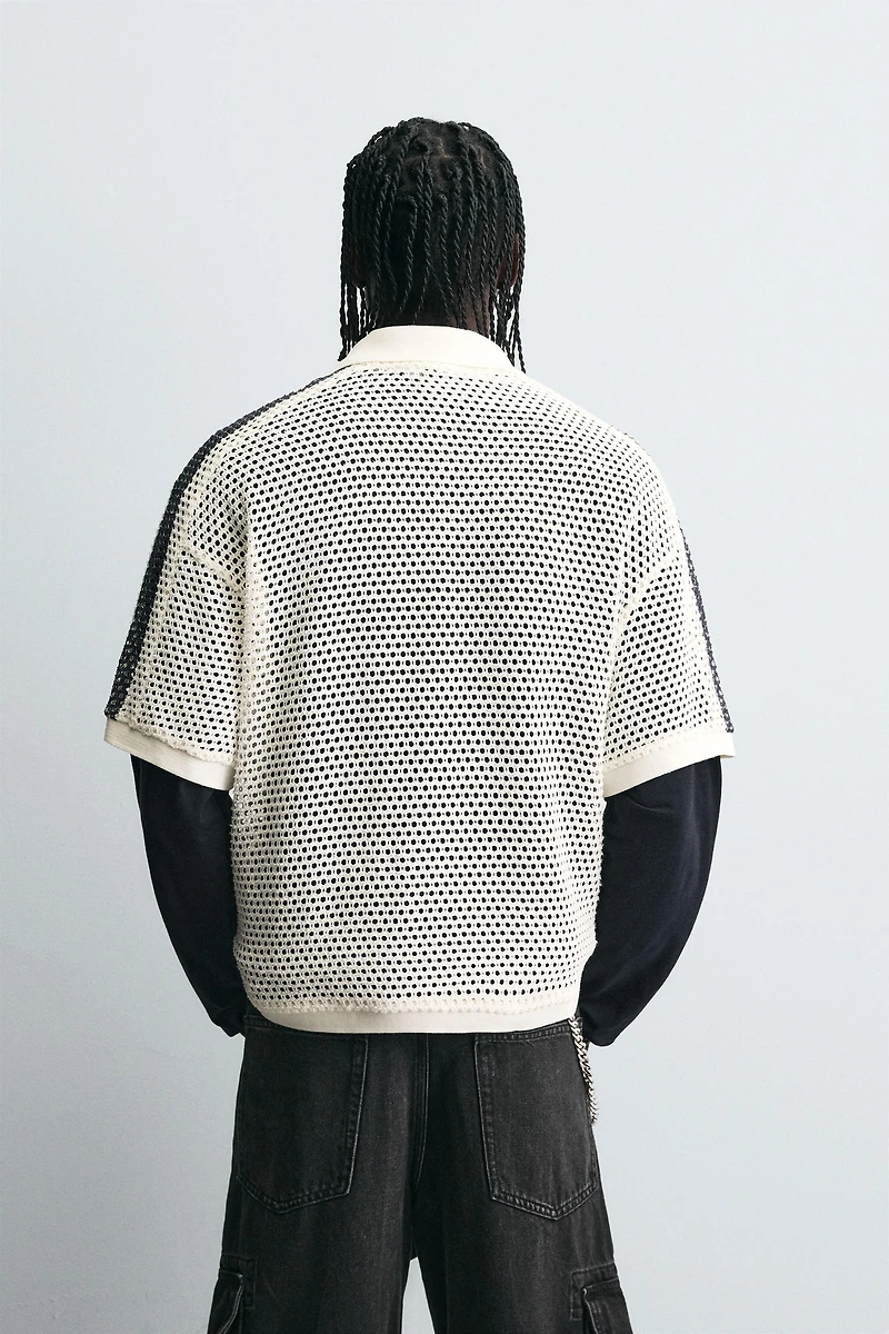 RETRO SOCCER OPEN WEAVE POLO SHIRT