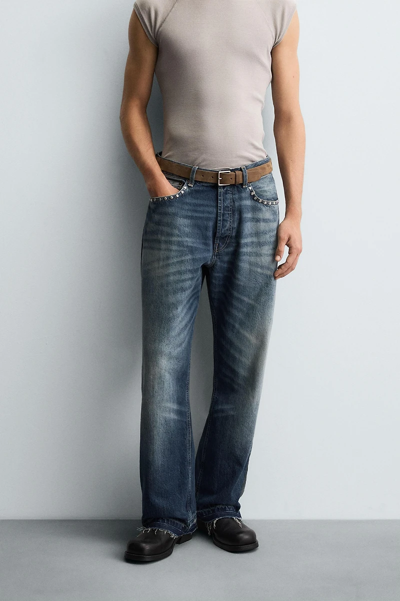 STUDDED LOOSE FIT JEANS