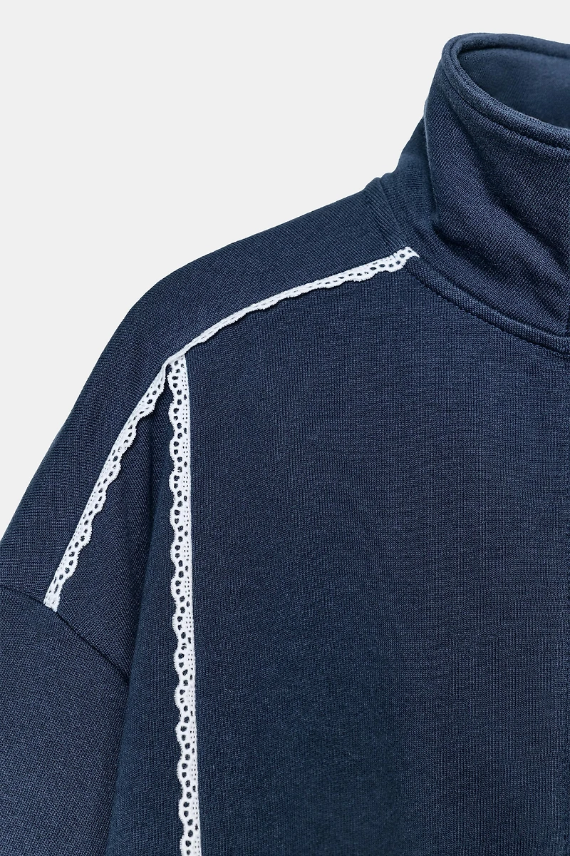 LACE TRIM SWEATSHIRT