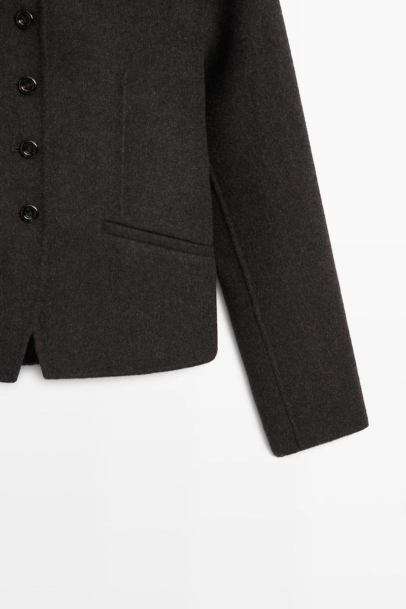 Short coat with high collar