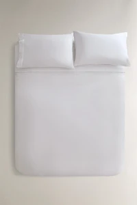 SATEEN COTTON DUVET COVER WITH PLEATED EDGE (400 THREAD COUNT)