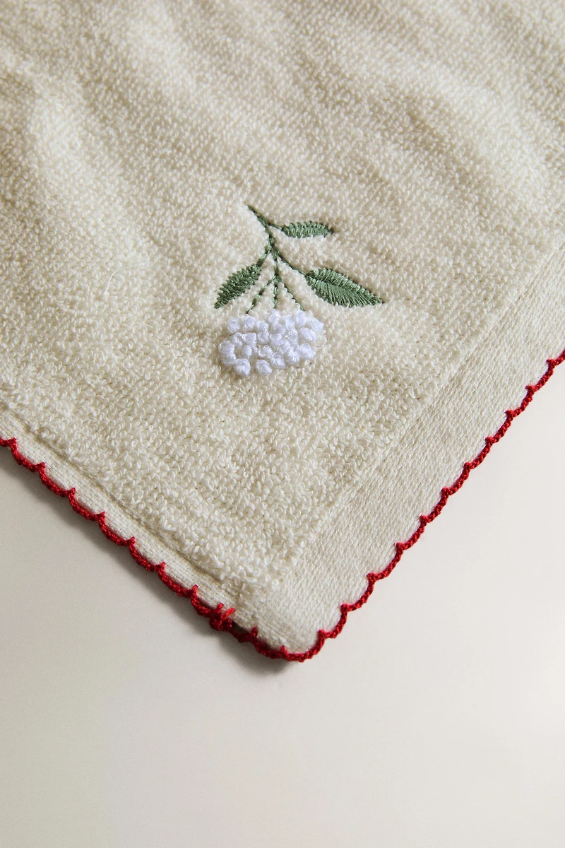 SERVIETTE DE BAIN FLEUR BRODÉE