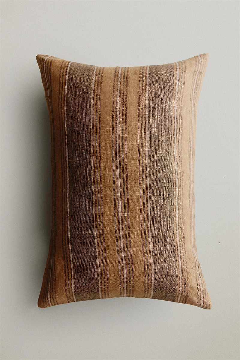 STRIPED LINEN THROW PILLOW COVER