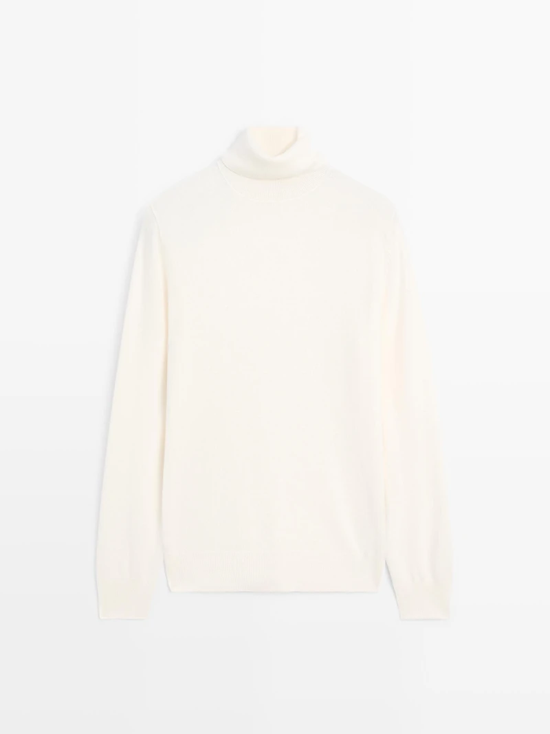 Knit wool and cashmere sweater with high neck - LIMITED