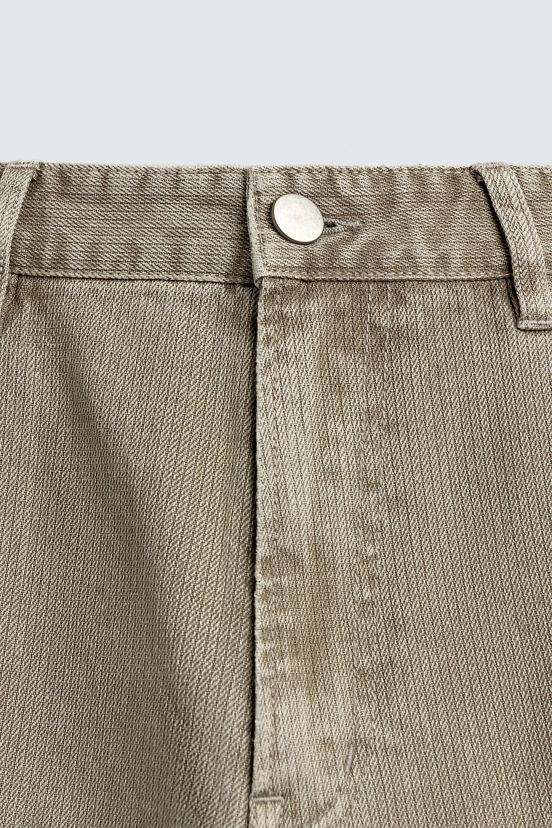 FLARE FIT TEXTURED COTTON PANTS