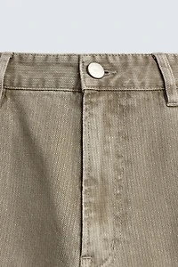 FLARE FIT TEXTURED COTTON PANTS