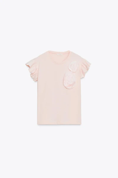 T-SHIRT ROSES EN RELIEF