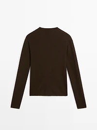 Ribbed wool blend cardigan