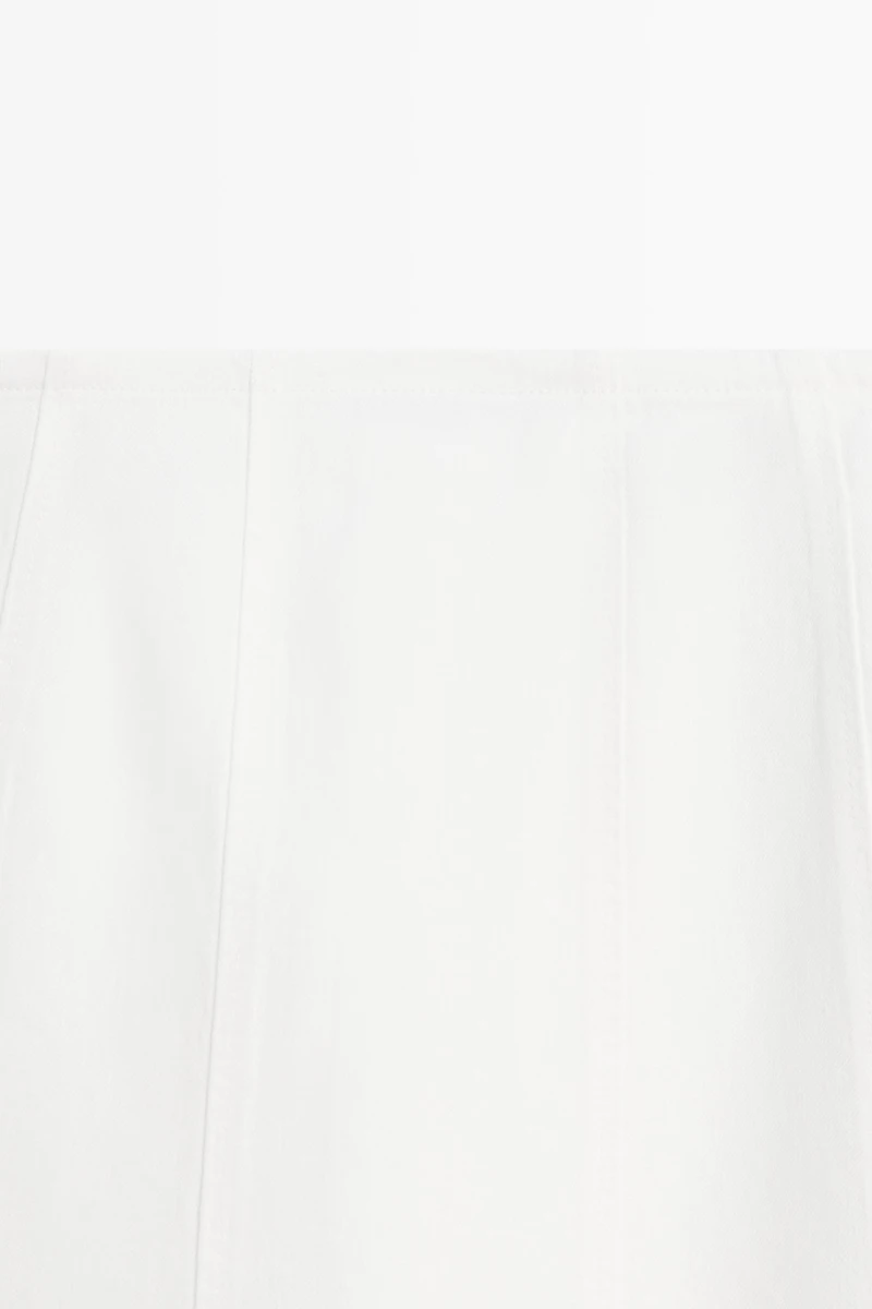 100% linen denim-effect midi skirt