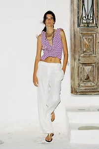 EMBROIDERED EYELET TIE TOP