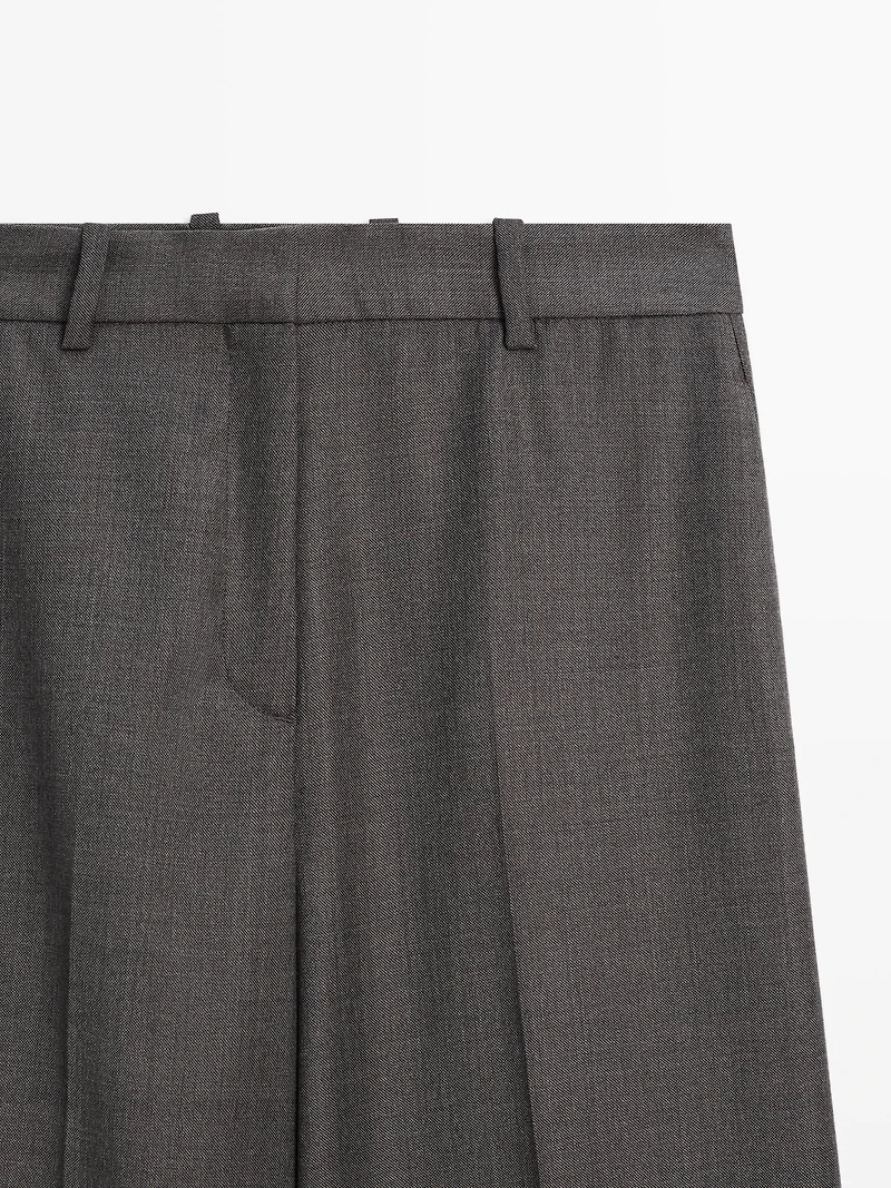 Pantalon de tailleur large 100 % laine