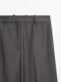 Pantalon de tailleur large 100 % laine