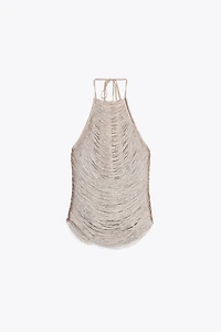 FRINGED HALTER TOP