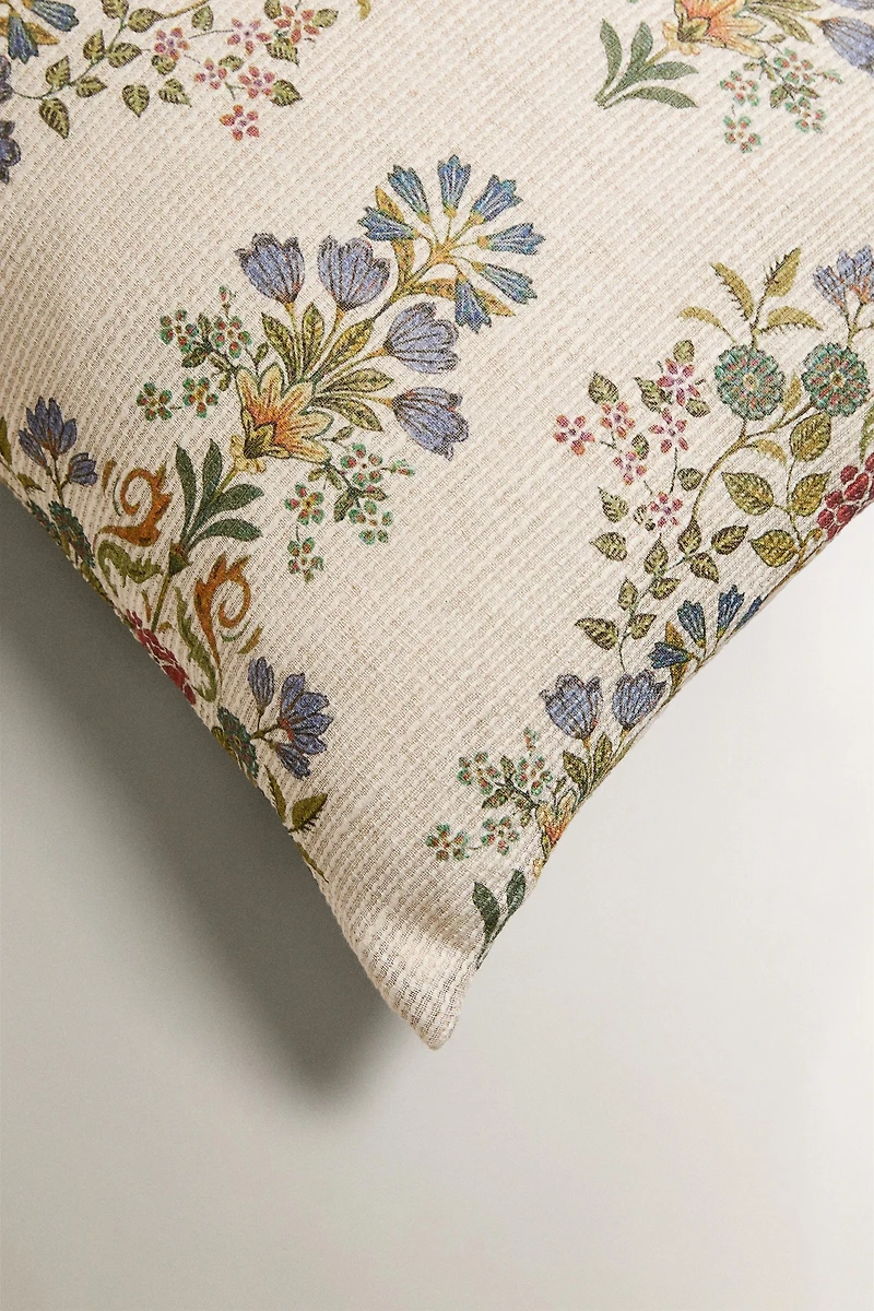HOUSSE DE COUSSIN COTON FLEURS