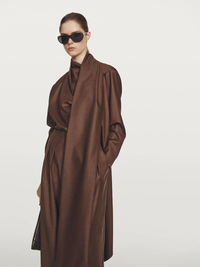 Chemisier à col volume 100 % laine - STUDIO