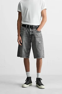RIPPED BAGGY FIT DENIM SHORTS