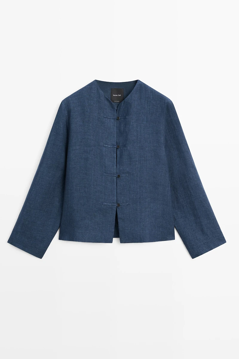 100% linen overshirt with toggle details