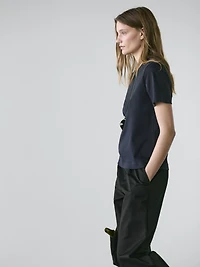 T-shirt interlock col rond 100 % coton